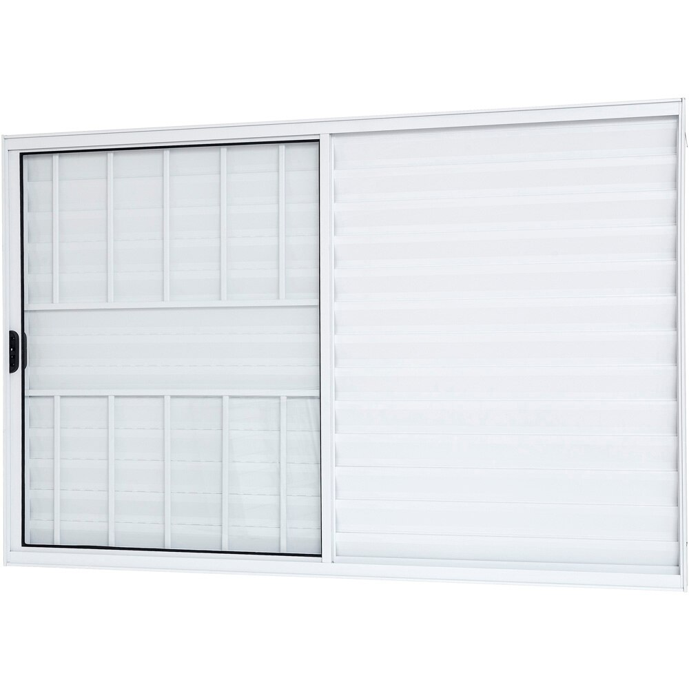 Janela de Alumínio Ramassol Slim Modular Veneziana com Grade 31132, Branco, 100 x 100 cm Janela de Alumínio Ramassol Slim Modular Veneziana com Grade 31132, Branco, 100 x 100 cm