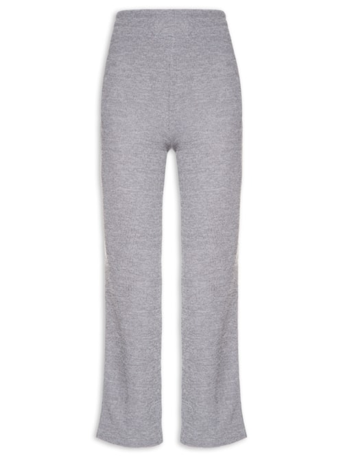 Calça Feminina Cropped Flare Tricot - Cinza