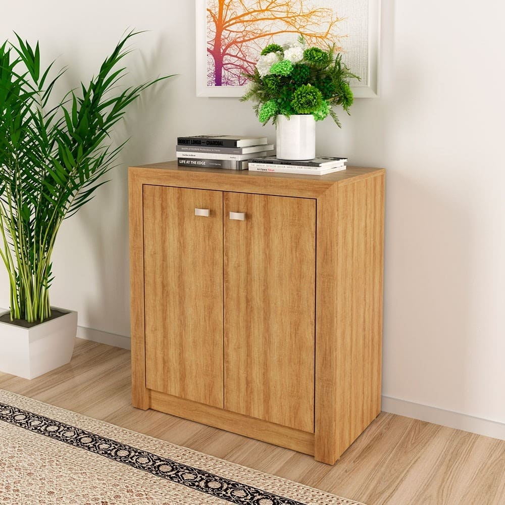 Balcão para Escritório 2 Portas Tecno Mobili ME4103, Amêndoa 60 cm