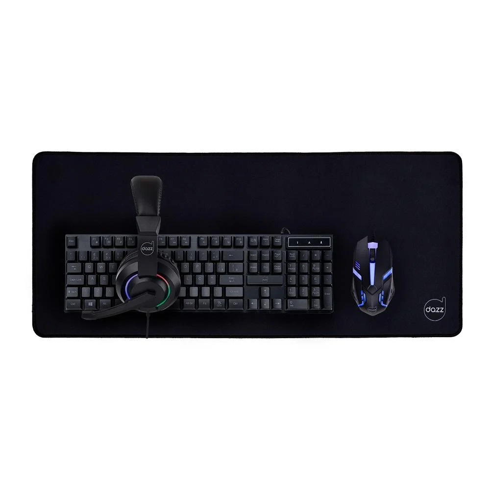 Kit Gamer Dazz Novacore 4 em 1 Teclado Membrana Mouse 1000DPI Mousepad 70x30cm Headset