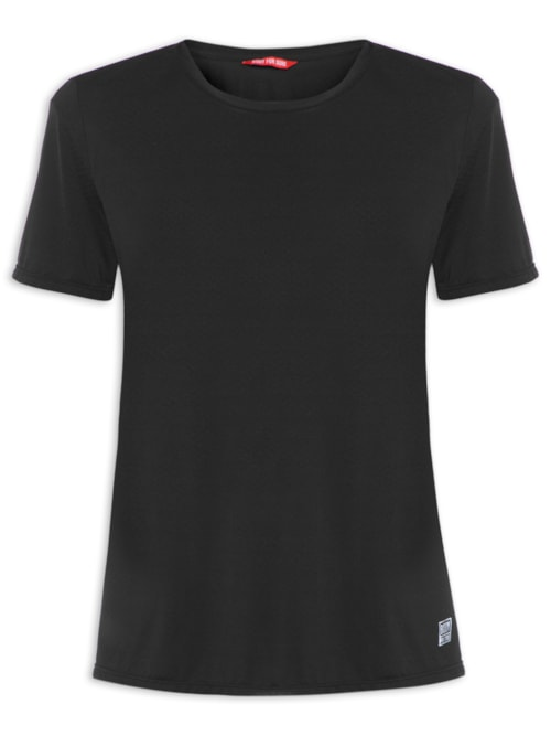 Camiseta Feminina Manga Curta Lisa - Preto Camiseta Feminina Manga Curta Lisa - Preto