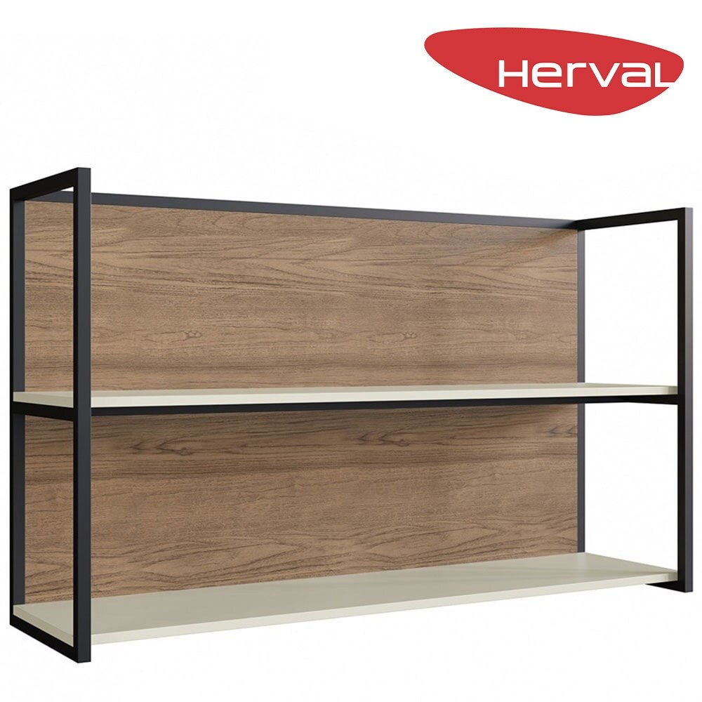 Nicho para Cozinha Aéreo MDF Herval Uno, Off White e Louro Freijó 120 cm