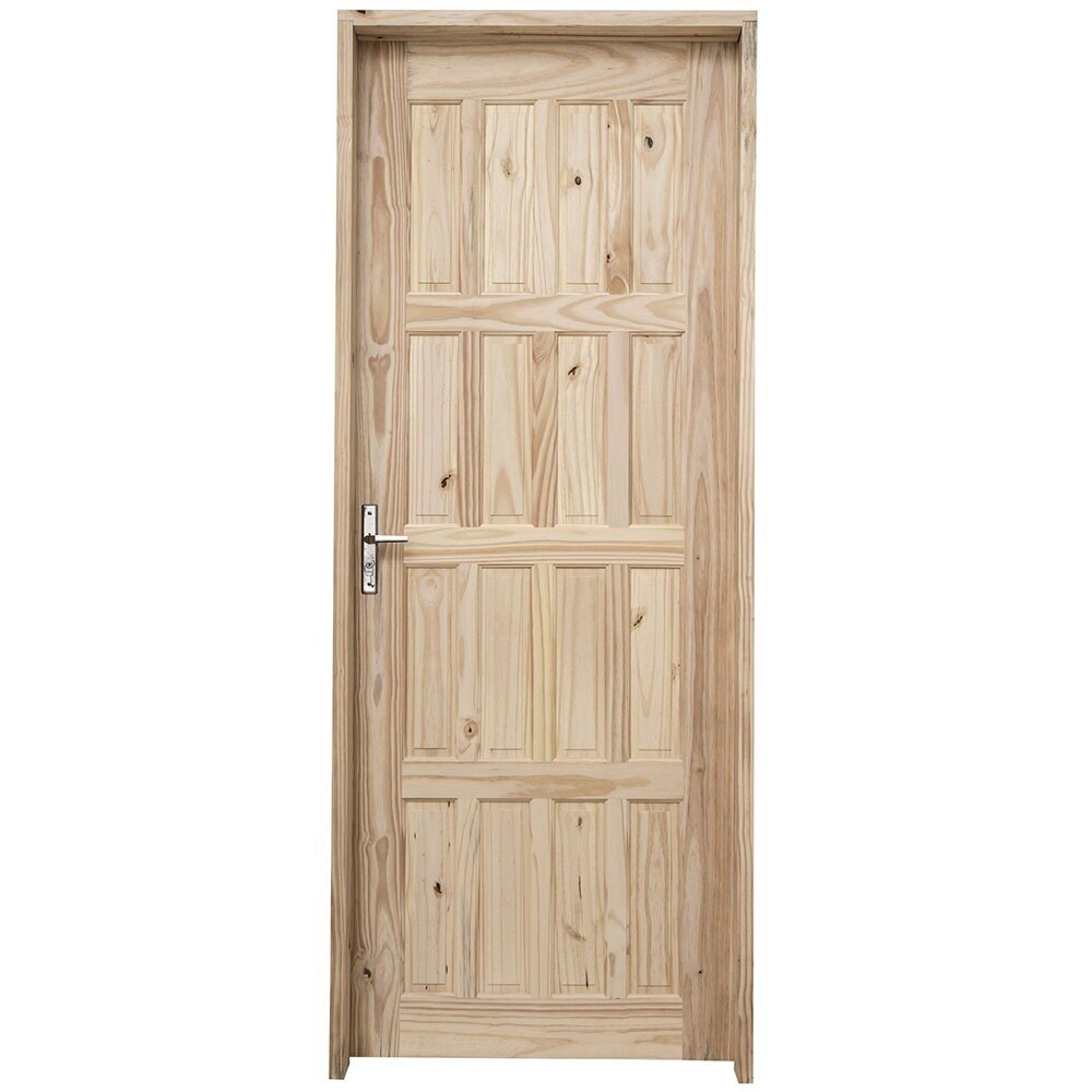 Kit Porta de Madeira Pinus Grantok M09 Externa, Abertura à Esquerda 213x96 cm Kit Porta de Madeira Pinus Grantok M09 Externa, Abertura à Esquerda 213x96 cm
