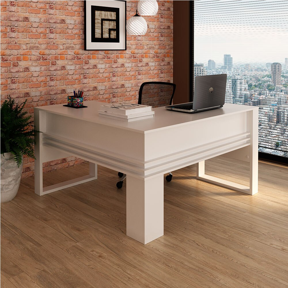 Escrivaninha de Canto, Tecno Mobili, Branco, 136 cm