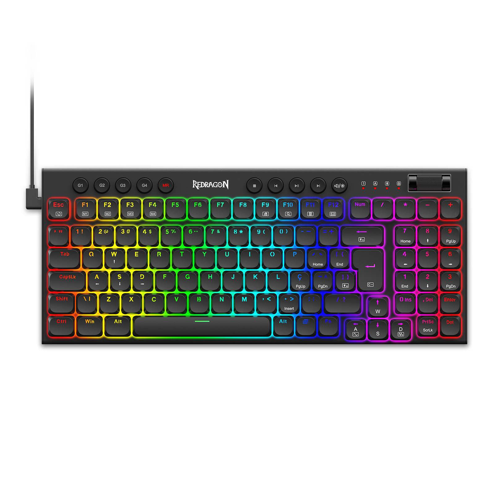 Teclado Mecânico Redragon Sion Switch Brown RGB C/Fio Preto