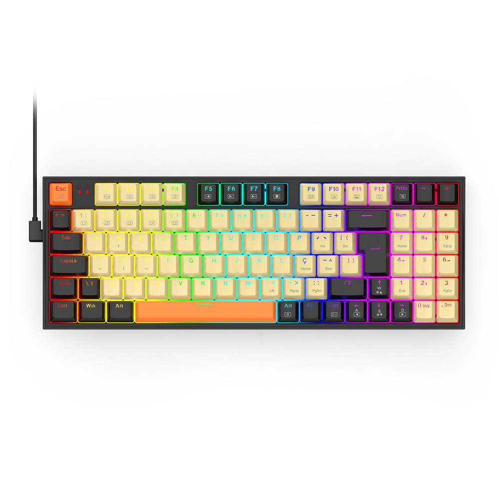 Teclado Mecânico Redragon Kitava Switch Brown RGB C/Fio Preto