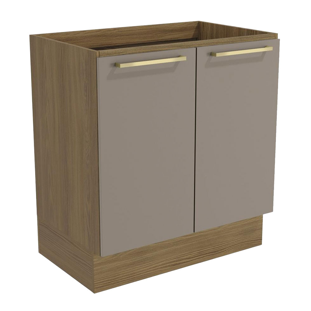 Balcão de Cozinha Kappesberg 2 Portas M623, Nogueira e Fendi 80 cm