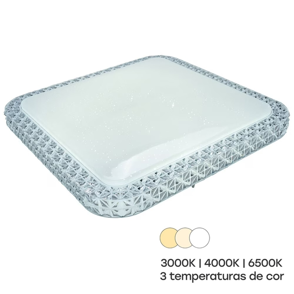 Painel Plafon LED de Sobrepor Modaza Lumiere com 3 Temperaturas, Quadrado, 44 cm Painel Plafon LED de Sobrepor Modaza Lumiere com 3 Temperaturas, Quadrado, 44 cm
