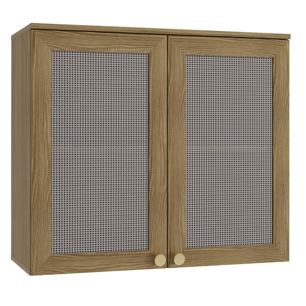 Armário Aéreo de Cozinha Kappesberg 2 Portas com Tela, Nogueira 80 cm