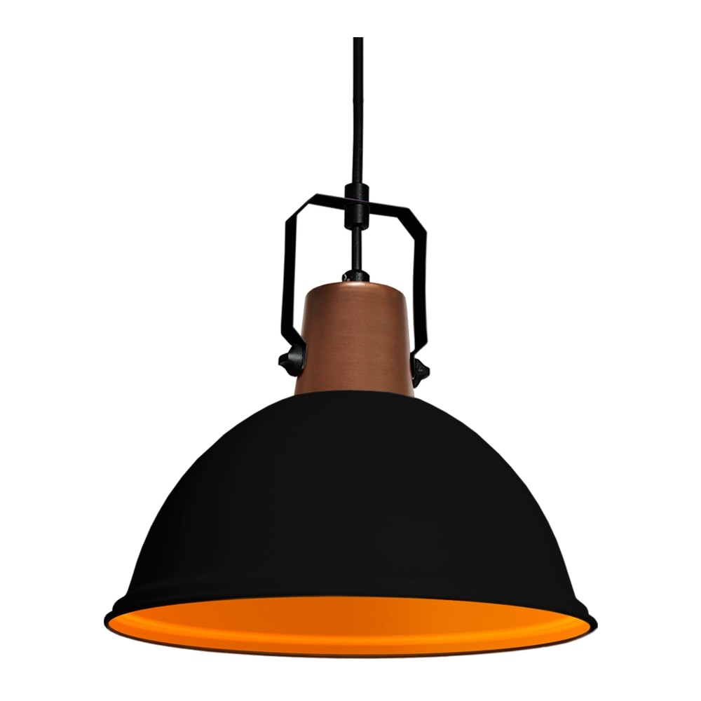 Luminária Pendete Modaza Ditta Média 60W, Preto e Marrom Luminária Pendete Modaza Ditta Média 60W, Preto e Marrom