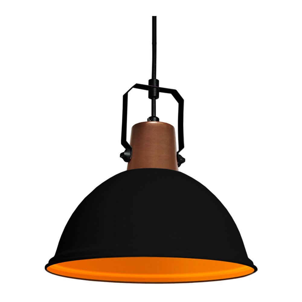 Luminária Pendente Modaza Ditta Pequena 60W, Preto e Marrom Luminária Pendente Modaza Ditta Pequena 60W, Preto e Marrom