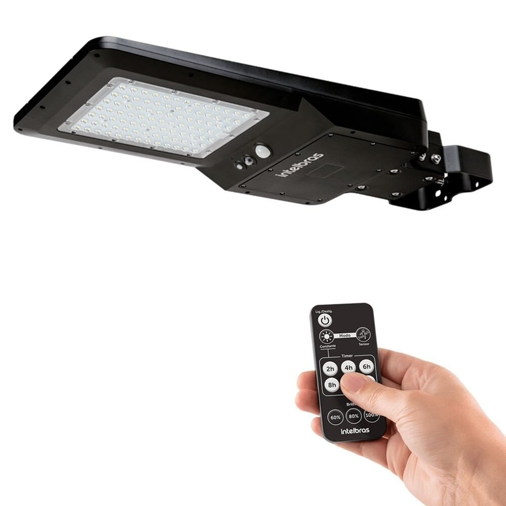 Luminária Externa Intelbras Solar LSI 4800 Preto 40W, Luz Branca 6500K Luminária Externa Intelbras Solar LSI 4800 Preto 40W, Luz Branca 6500K
