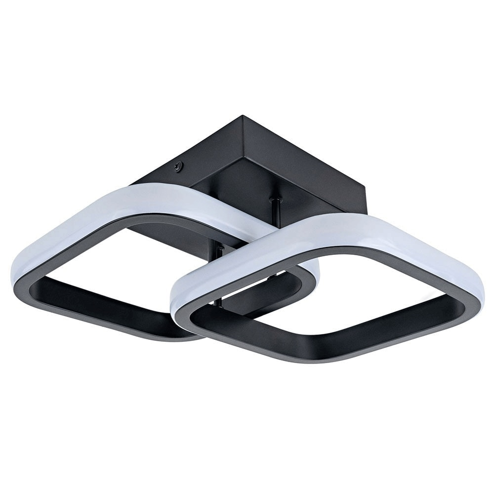 Lustre Plafon Quadrado 30 cm Modaza Piazze Preto, Autovolt Lustre Plafon Quadrado 30 cm Modaza Piazze Preto, Autovolt
