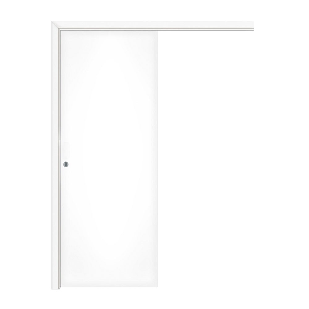 Kit Porta de Correr Interna Pinhal 15 a 20 cm, Branco Acabado, 213 x 75 cm
