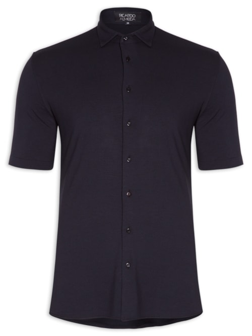 Camisa Masculina Casual Manga Curta - Azul