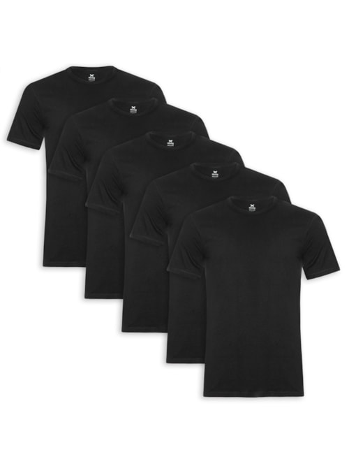 Kit De Camisetas Masculinas 5 peças - Preto