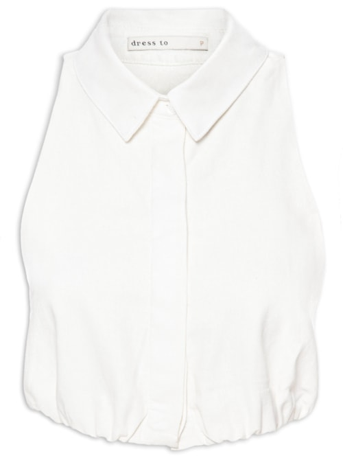 Blusa Feminina Linho Pregas Barra - Branco