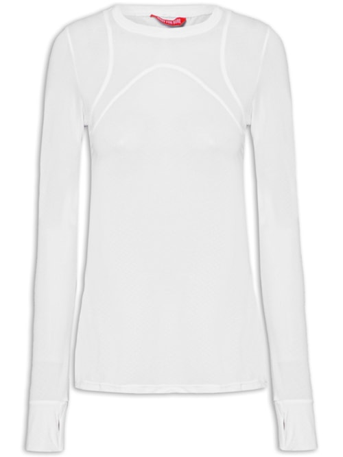 Camiseta Feminina Manga Longa Lisa - Branco Camiseta Feminina Manga Longa Lisa - Branco