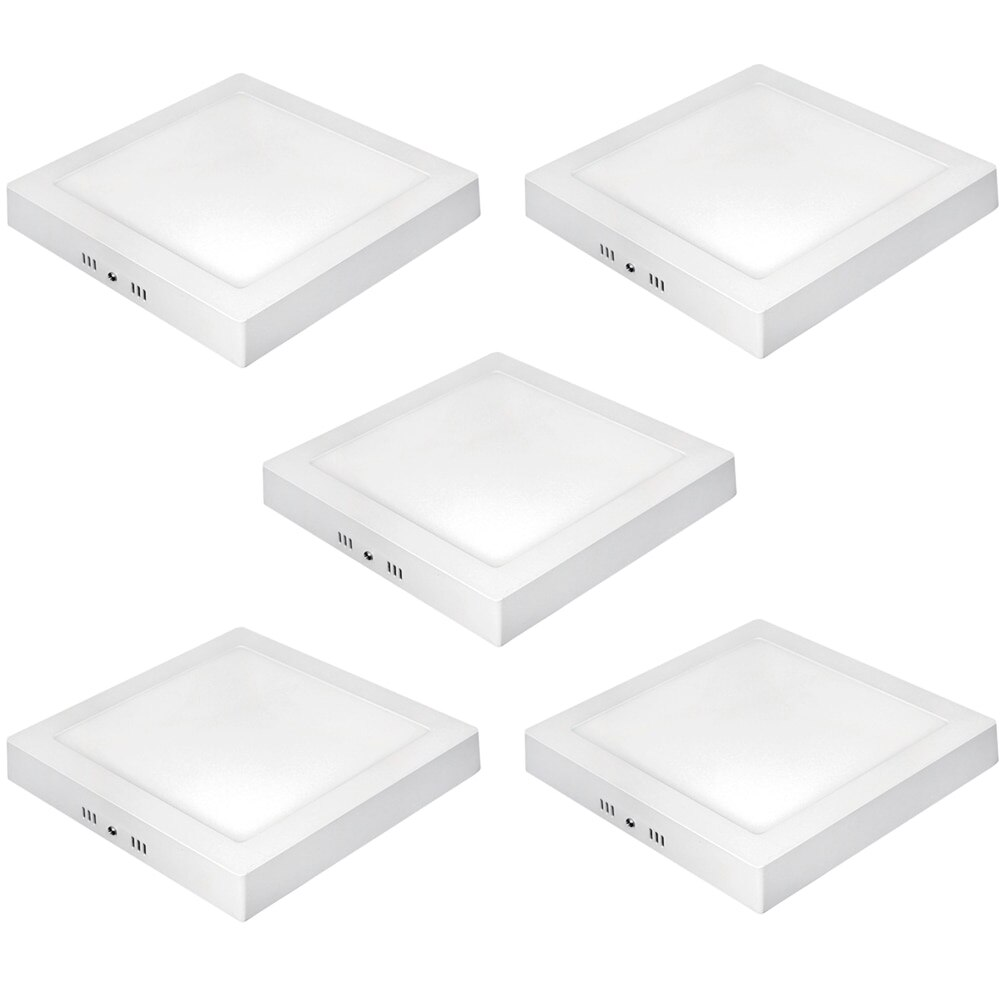 Kit 5 Painel Plafon LED de Sobrepor 30 cm Taschibra Quadrado 24W, Luz Branca 6500K Kit 5 Painel Plafon LED de Sobrepor 30 cm Taschibra Quadrado 24W, Luz Branca 6500K