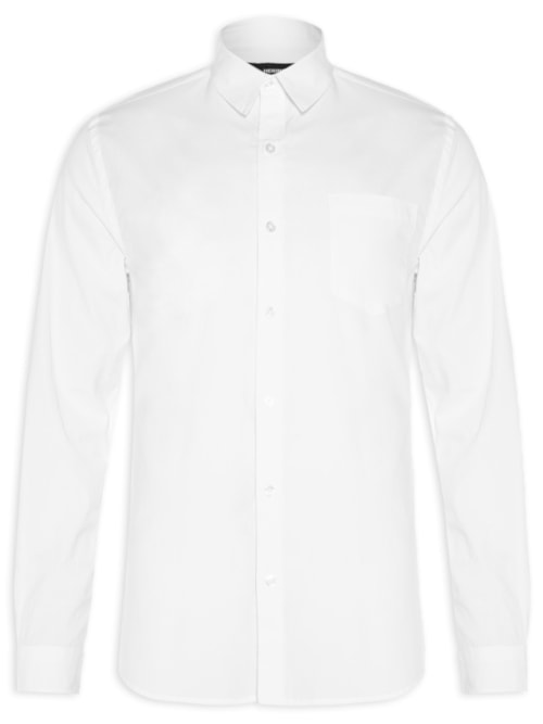 Camisa Masculina Casual Slim Fit Tricoline - Branco