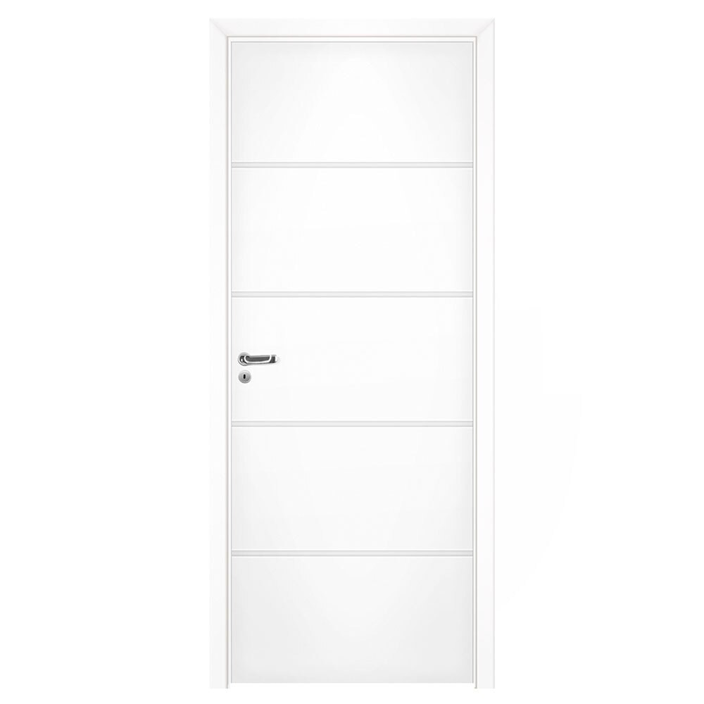 Kit Porta de Madeira Pinhal 10 a 15 cm, Abertura à Direita, Branca, 214 x 95 cm