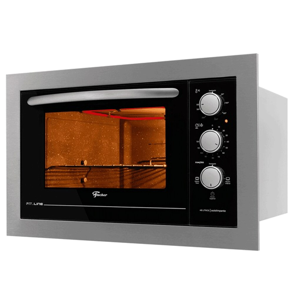 Forno Elétrico de Embutir Fischer 48 Litros Fit Line, Autolimpante, Inox, 220 Volts Forno Elétrico de Embutir Fischer 48 Litros Fit Line, Autolimpante, Inox, 220 Volts