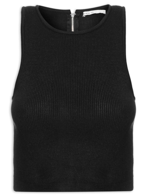 Blusa Feminina Tricot Zíper - Preto Blusa Feminina Tricot Zíper - Preto