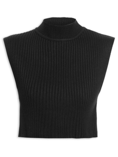 Blusa Feminina Tricot Gola Alta - Preto