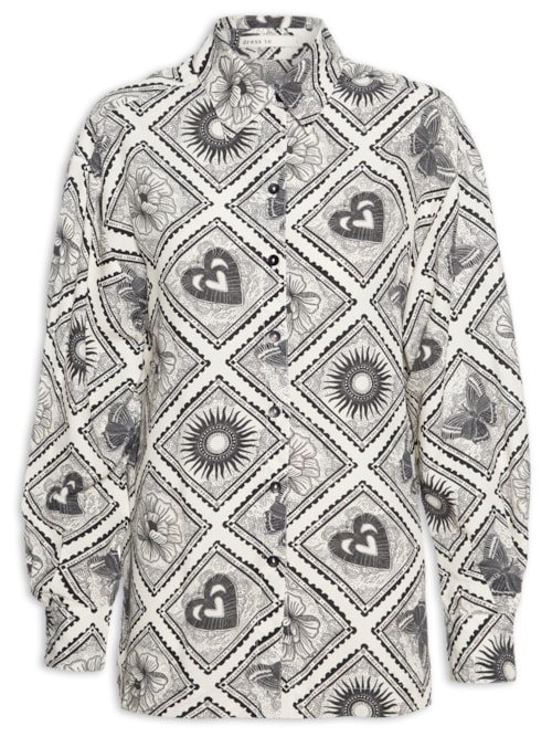 Camisa Feminina Estampa Selos - Bege Camisa Feminina Estampa Selos - Bege