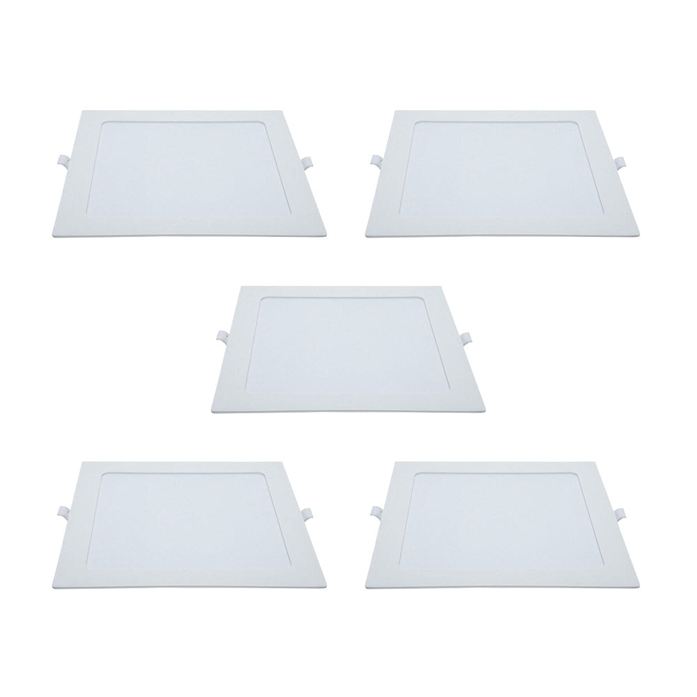 Kit 5 Painéis Plafon LED de Embutir 21,8 cm Modaza Quadrado 18W, Branco 6500K Kit 5 Painéis Plafon LED de Embutir 21,8 cm Modaza Quadrado 18W, Branco 6500K