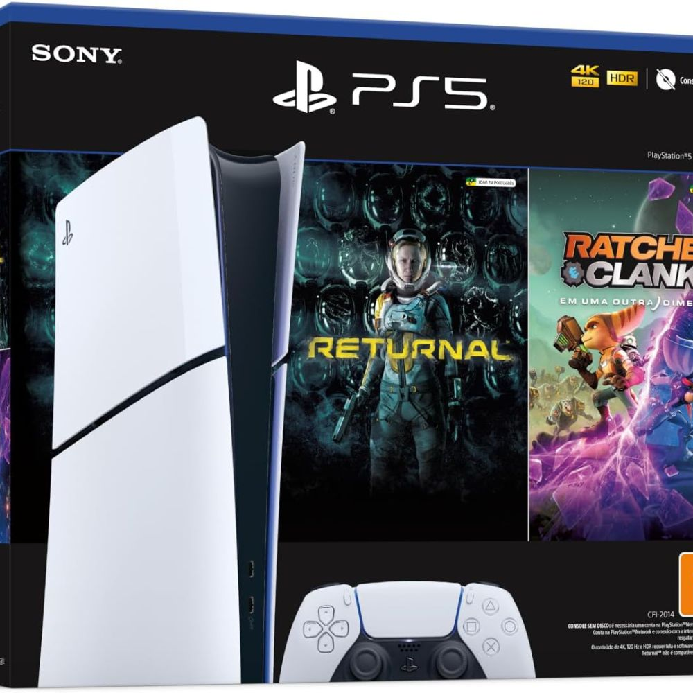 Console Sony Playstation 5 Slim 1TB Edição Digital HDMI USB C/ 2 Jogos - CFI-2014B01X