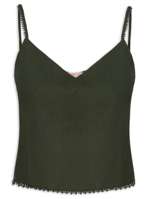 Blusa Feminina Alça Bordado Bolas - Verde Blusa Feminina Alça Bordado Bolas - Verde
