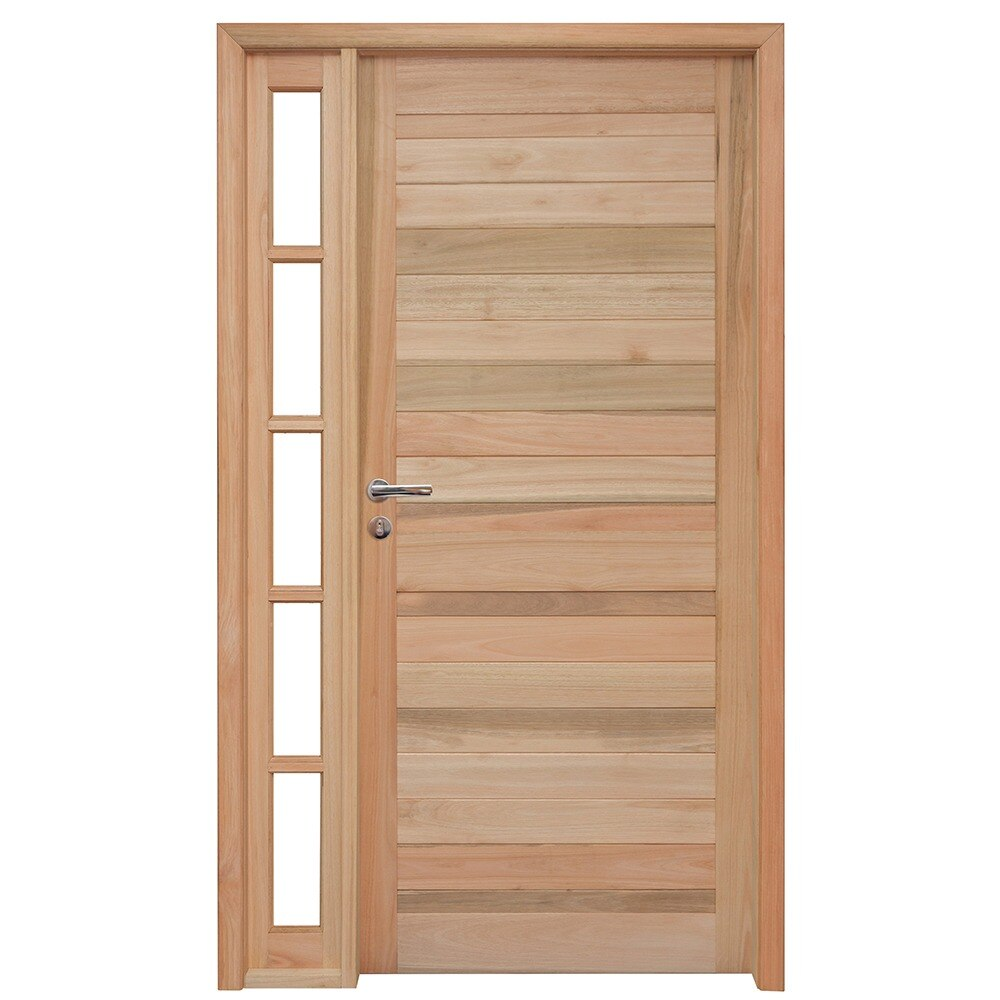 Kit Porta de Madeira Eucalipto Rondosul P28 Externa, Abertura à Direita 213x109 cm Kit Porta de Madeira Eucalipto Rondosul P28 Externa, Abertura à Direita 213x109 cm