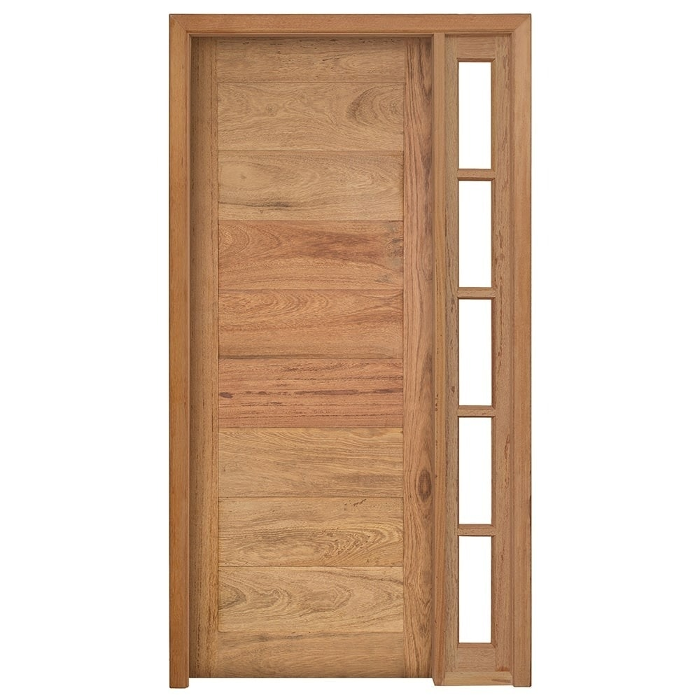 Kit Porta de Madeira Angelim Rondosul P07 Externa, Abertura à Esquerda 213x119 cm Kit Porta de Madeira Angelim Rondosul P07 Externa, Abertura à Esquerda 213x119 cm