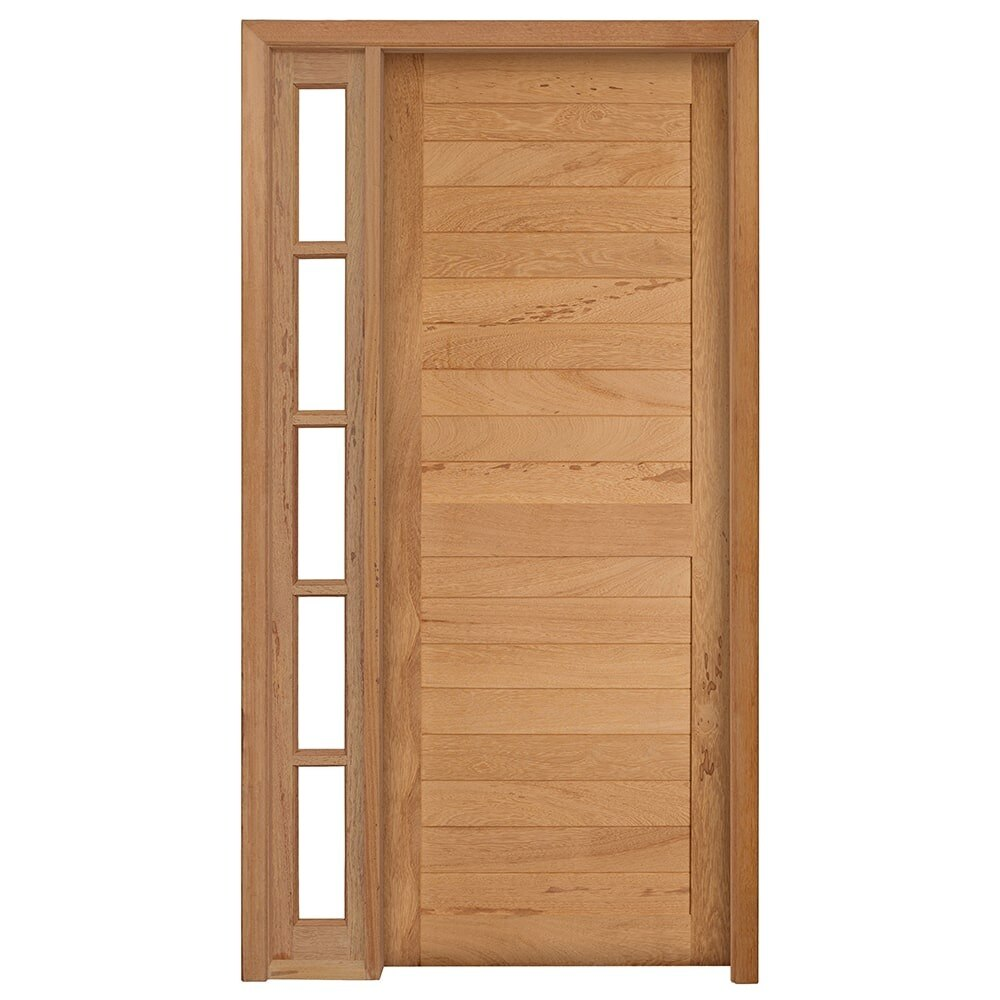Kit Porta de Madeira Angelim Rondosul P28 Externa, Abertura à Direita 213x119 cm