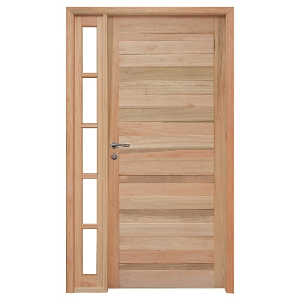 Kit Porta de Madeira Eucalipto Rondosul P28 Externa, Abertura à Direita 213x119 cm Kit Porta de Madeira Eucalipto Rondosul P28 Externa, Abertura à Direita 213x119 cm