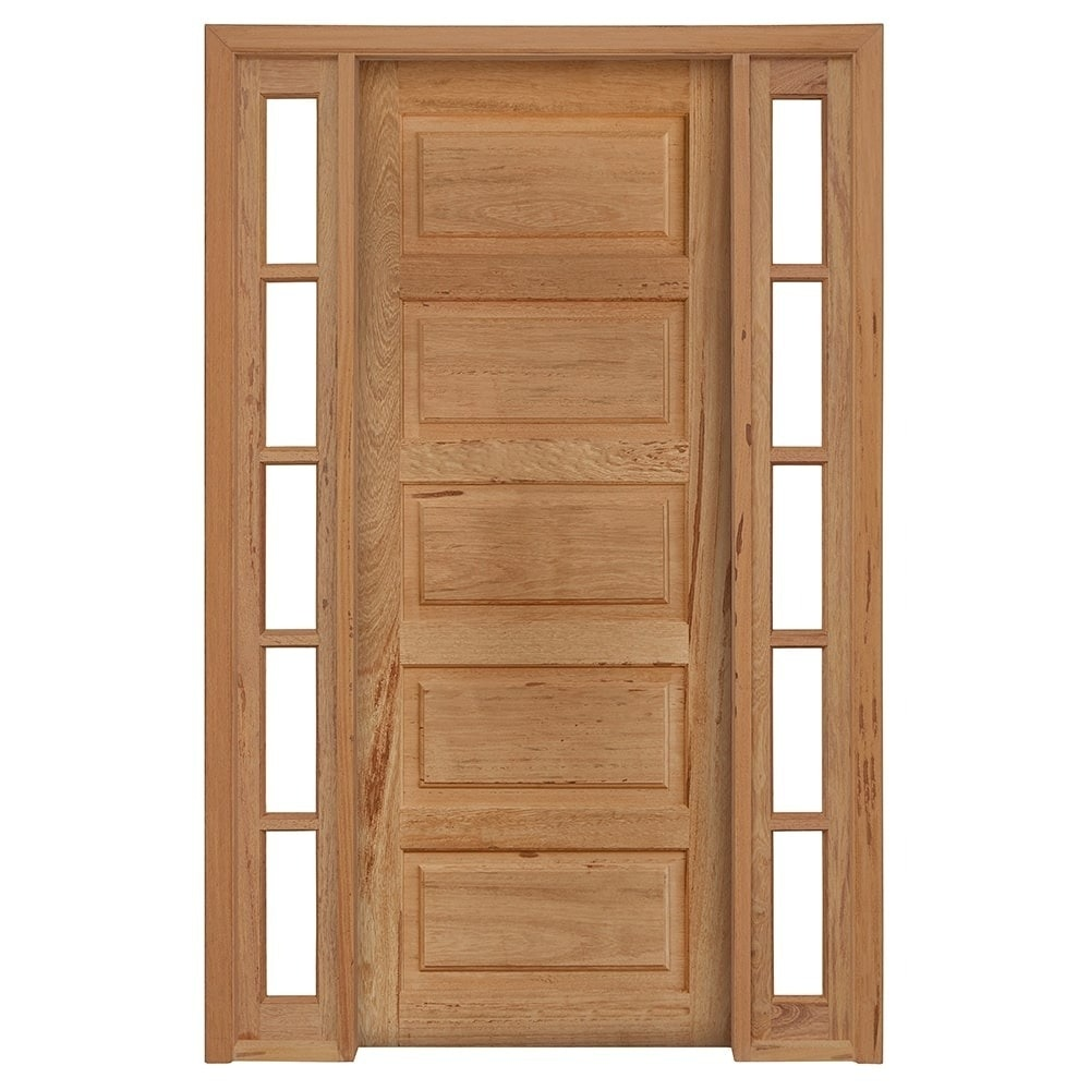 Kit Porta de Madeira Angelim Rondosul P06 Externa, Abertura à Direita 213x134 cm Kit Porta de Madeira Angelim Rondosul P06 Externa, Abertura à Direita 213x134 cm
