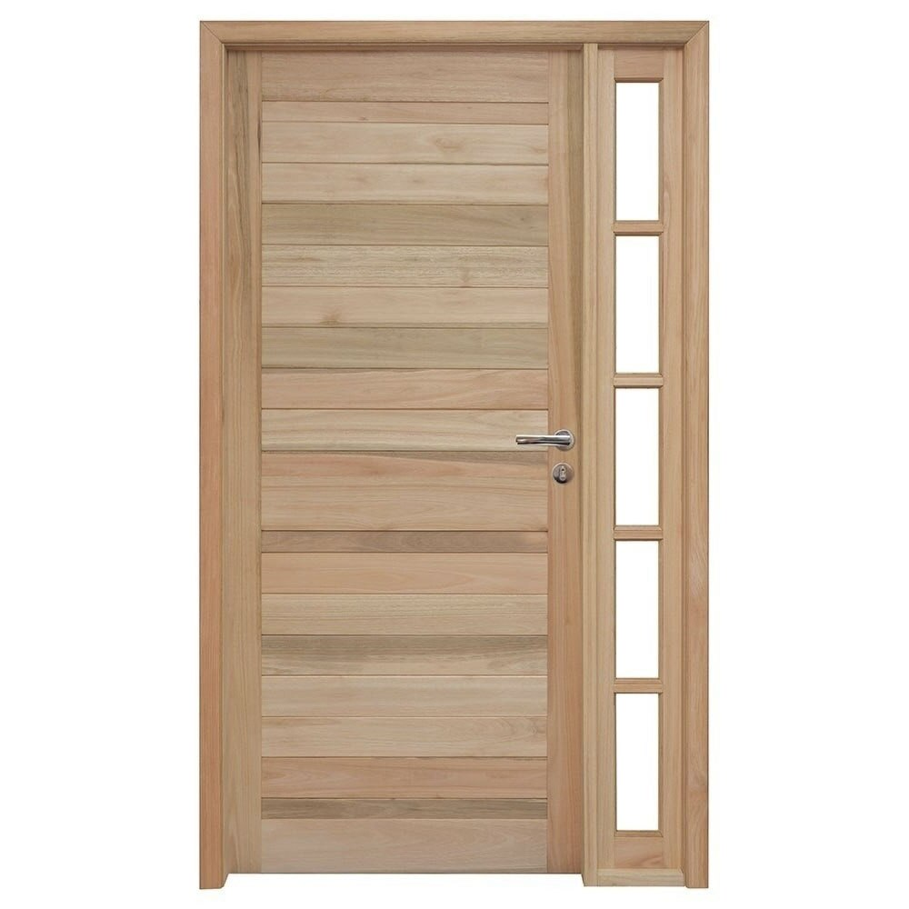 Kit Porta de Madeira Eucalipto Rondosul P28 Externa, Abertura à Esquerda 213x119 cm Kit Porta de Madeira Eucalipto Rondosul P28 Externa, Abertura à Esquerda 213x119 cm