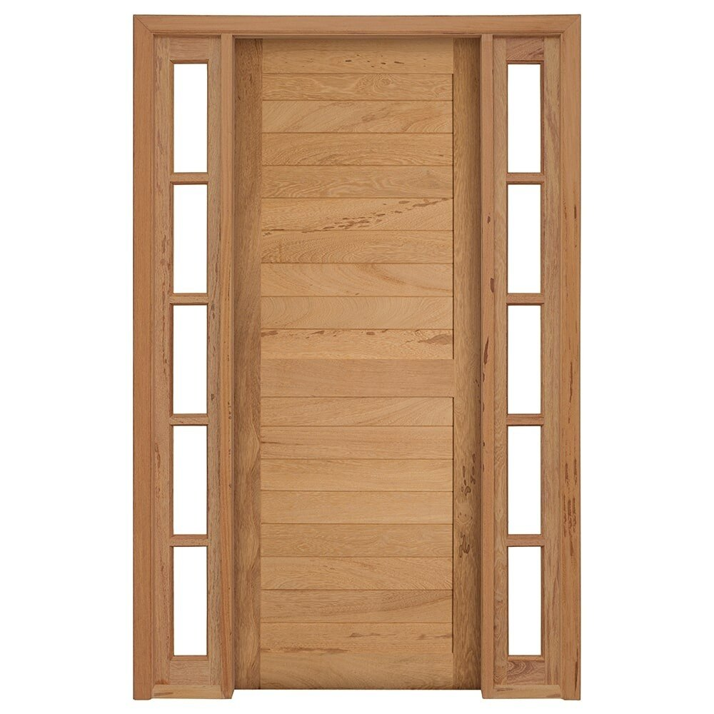Kit Porta de Madeira Angelim Rondosul P28 Externa, Abertura à Direita 213x144 cm Kit Porta de Madeira Angelim Rondosul P28 Externa, Abertura à Direita 213x144 cm
