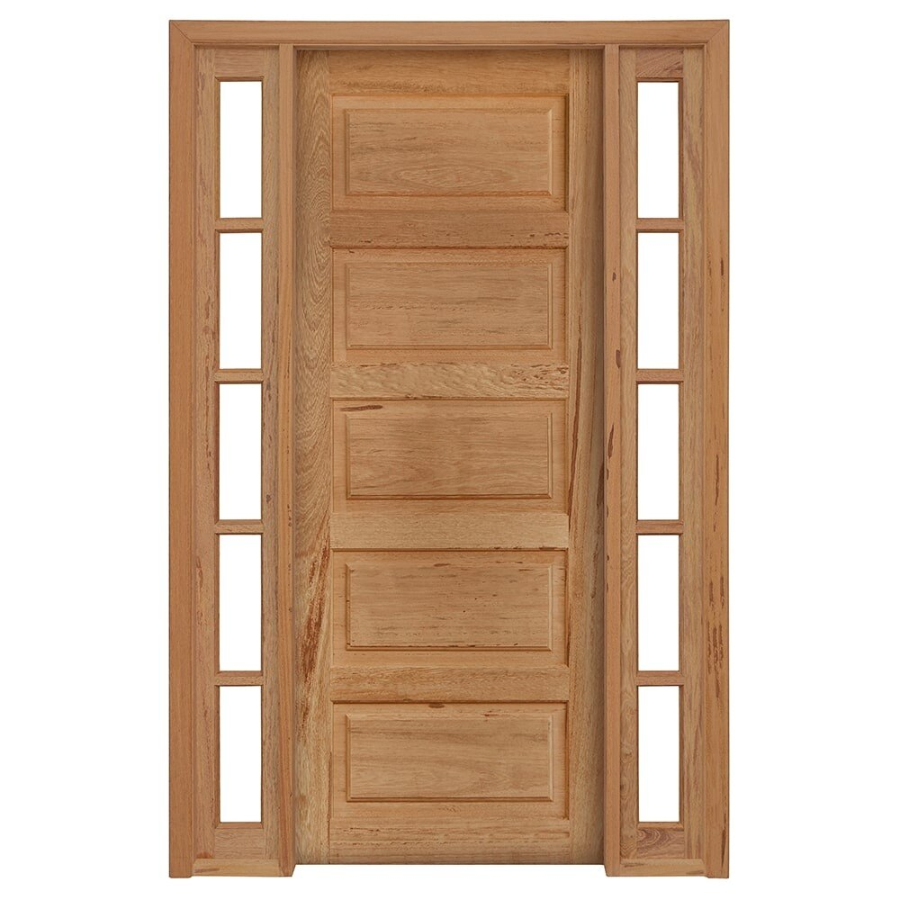 Kit Porta de Madeira Angelim Rondosul P06 Externa, Abertura à Direita 213x144 cm Kit Porta de Madeira Angelim Rondosul P06 Externa, Abertura à Direita 213x144 cm