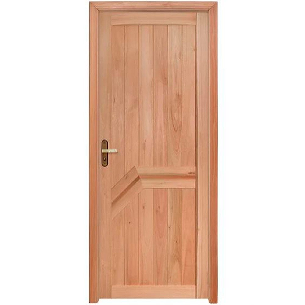 Kit Porta de Madeira Eucalipto Rondosul P13 Externa, Abertura à Esquerda 213x95 cm
