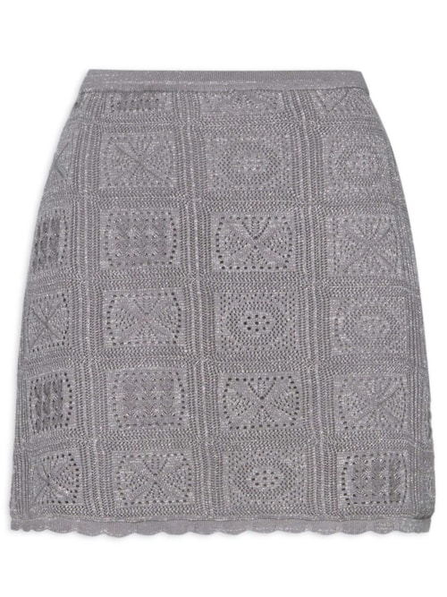 Saia De Tricot Curta Com Lurex - Cinza Saia De Tricot Curta Com Lurex - Cinza