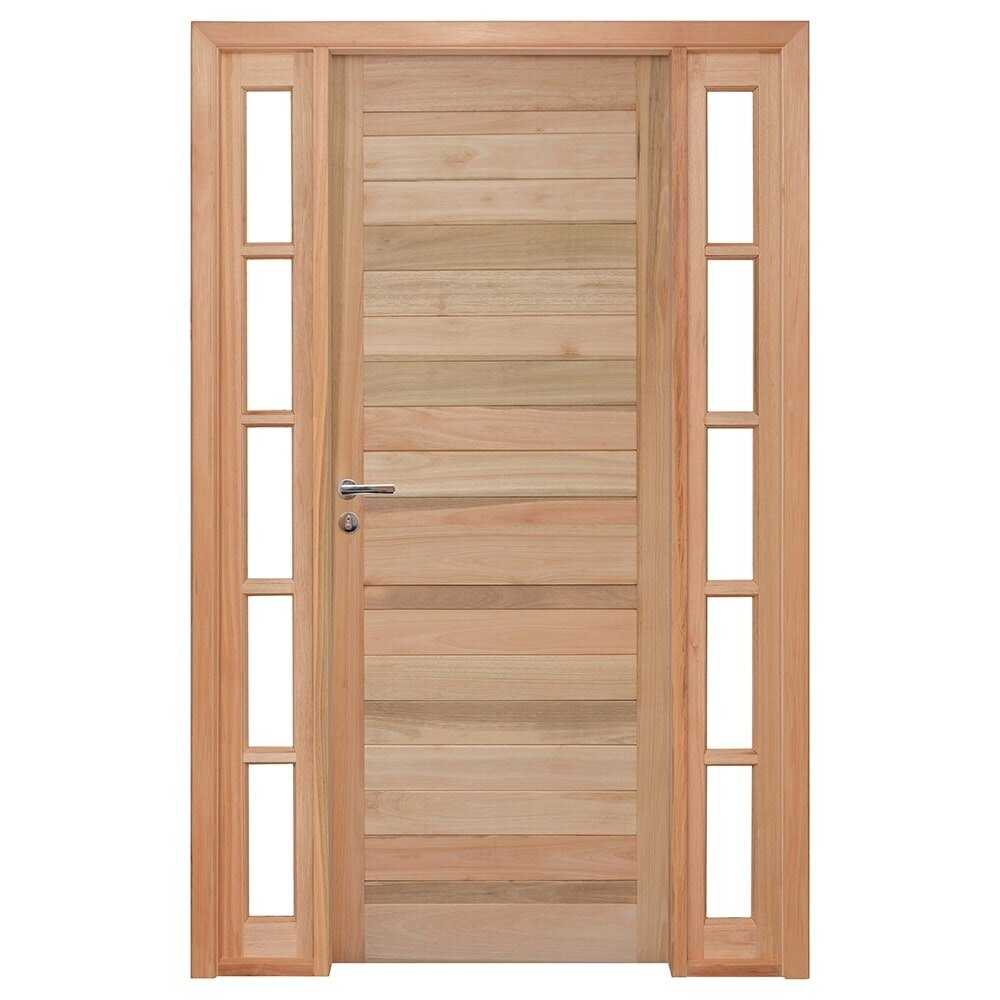 Kit Porta de Madeira Eucalipto Rondosul P28 Externa, Abertura à Direita 213x144 cm Kit Porta de Madeira Eucalipto Rondosul P28 Externa, Abertura à Direita 213x144 cm