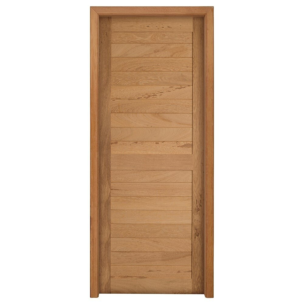 Kit Porta de Madeira Angelim Rondosul P28 Externa, Abertura à Direita 213x95 cm
