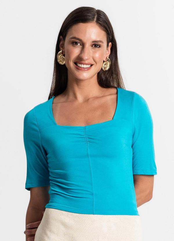 Blusa Feminina Manga Curta - Azul