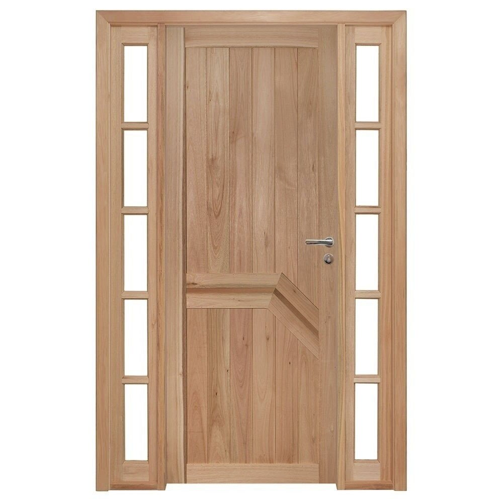 Kit Porta de Madeira Eucalipto Vitrô Duplo Rondosul P13 Externa, Abertura à Esquerda 213x134 cm Kit Porta de Madeira Eucalipto Vitrô Duplo Rondosul P13 Externa, Abertura à Esquerda 213x134 cm