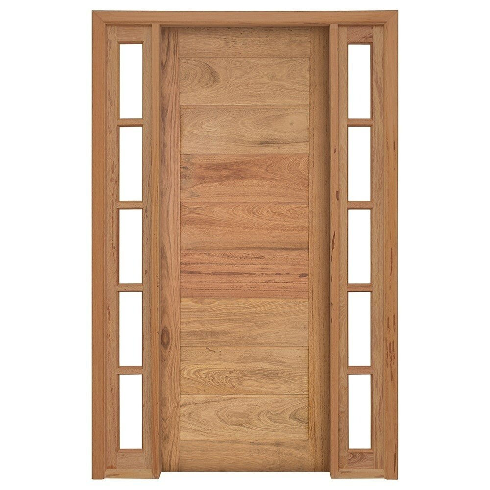 Kit Porta de Madeira Angelim Rondosul P07 Externa, Abertura à Direita 213x144 cm Kit Porta de Madeira Angelim Rondosul P07 Externa, Abertura à Direita 213x144 cm