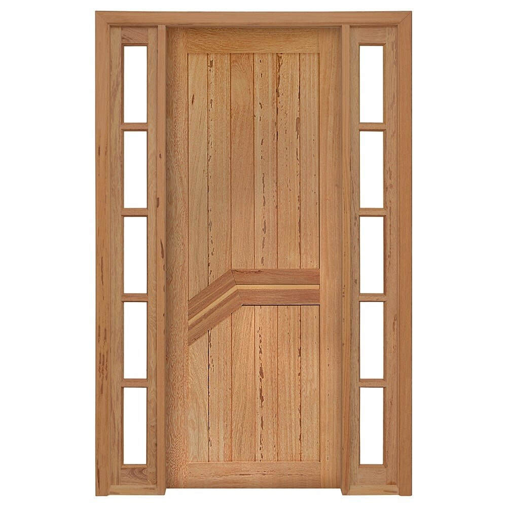 Kit Porta de Madeira Angelim Rondosul P13 Externa, Abertura à Esquerda 213x144 cm Kit Porta de Madeira Angelim Rondosul P13 Externa, Abertura à Esquerda 213x144 cm