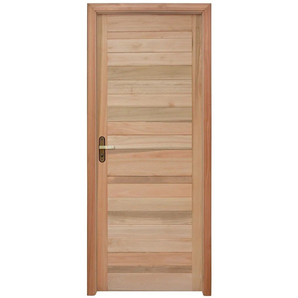 Kit Porta de Madeira Eucalipto Rondosul P28 Externa, Abertura à Esquerda 213x95 cm Kit Porta de Madeira Eucalipto Rondosul P28 Externa, Abertura à Esquerda 213x95 cm