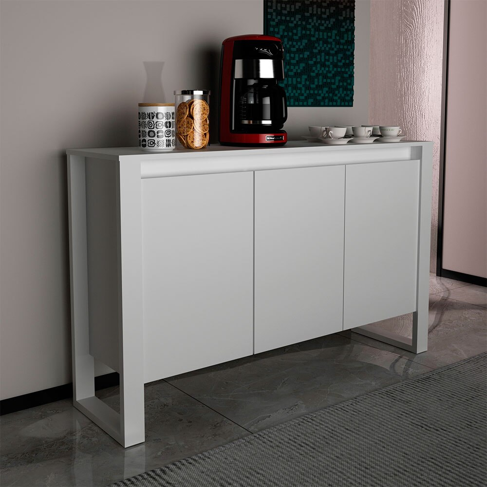 Balcão para Escritório Tecno Mobili ME4147 Branco, 136 cm